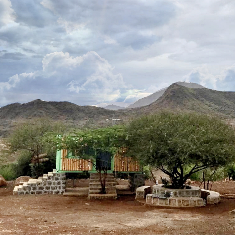 Ethiopia, Arba Minch eco campsite view to mountains background